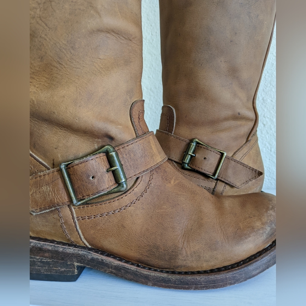 Freebird by Steven Crosby Slouch Leather Buckle Boots 6 - Picture 6 of 16